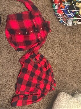 Red and Black Buffalo Plaid Button-Up Shirt